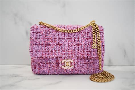 pink chanel tweed bag|Chanel tweed double flap bag.